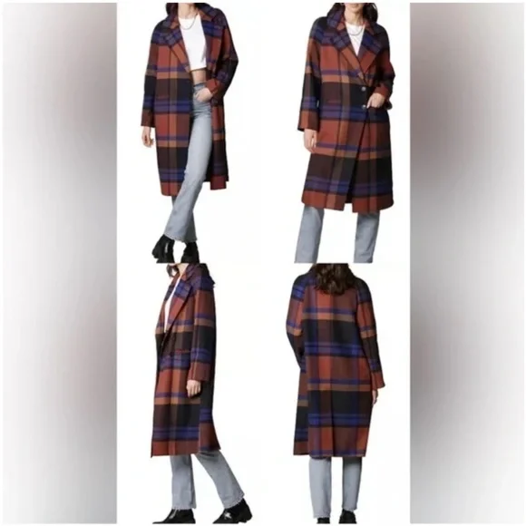 Avec Les Filles Plaid Pattern Coat in Blue | NWOT | Size XS - Picture 7 of 17